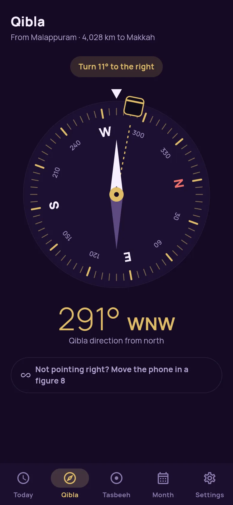 The Qibla compass